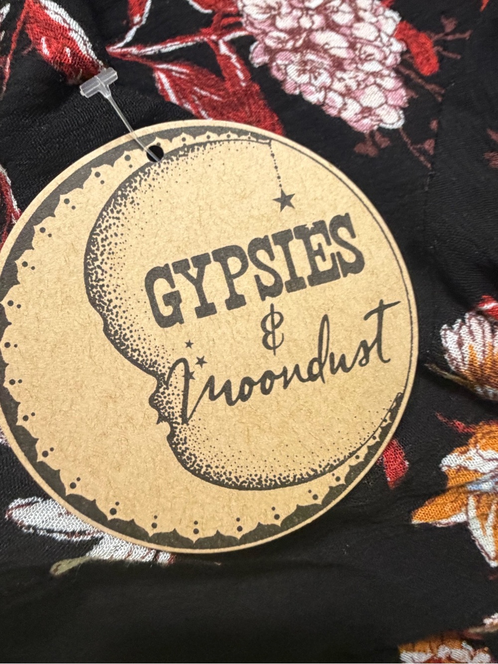 Gypsies & Moondust Black Floral Tie-Front Crop Top - Picture 5 of 7